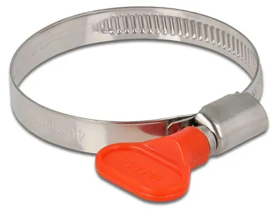 Produktbild von DeLOCK Schlauchschelle mit Flügelmutter 40 - 60 mm 10 Stück rot, Schraubklemme (Schneckengetriebe), Metallisch, Rot, Kunststoff, Edelstahl, 6 cm, China
