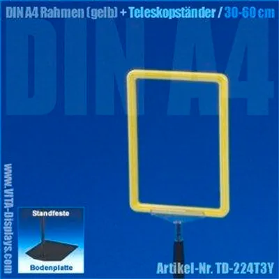 Produktbild von A4 Rahmen (gelb) + Teleskopständer 30-60cm