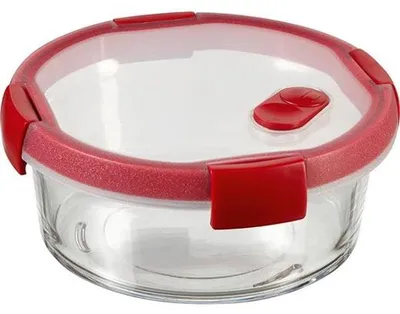 Obrázok produktu pre Dóza na potraviny, okrúhla, sklenená, 0,6 l, CURVER "Smart Cook", červená