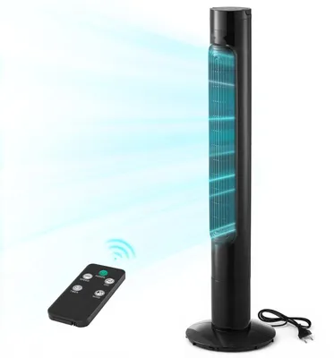 Produktbild von Turmventilator Säulenventilator - 50 W Standventilator - Höhe 98,5 cm - 3 Geschwindigkeiten und 3 Modi - 7,5 h Timer - 50° Oszillation - Mit Fernbedienung - Leise für Schlafzimmer Büro Schwarz