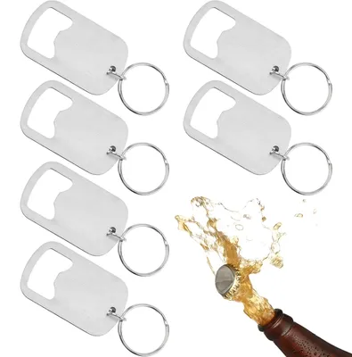 Productafbeelding van Flesopeners sleutelhangers - 6 stuks, gemaakt van roestvrij staal - Geschikt voor blikjes, keukens, bars en restaurants