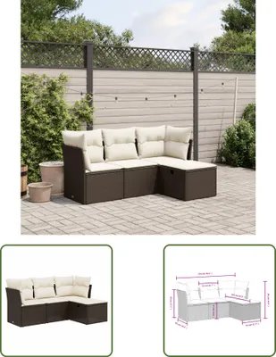 Produktbild von The Living Store 4-tlg. Garten-Sofagarnitur mit Kissen Braun Poly Rattan
