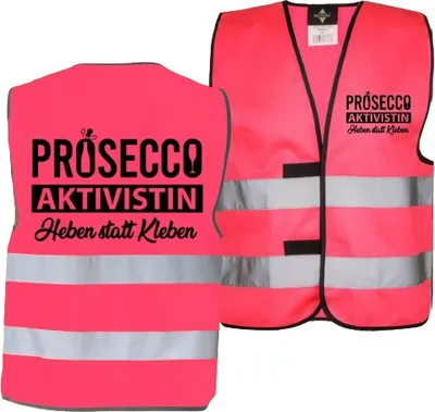 Prosecco Aktivistin Kostüm mit Sicherheitsweste – Damen, Karneval und Fasching Verkleidung Rosa L