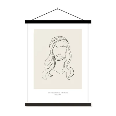 Produktbild von MuchoWow® Textilposter Frauen - Zitate - Strichzeichnungen - Text 120x160 cm mit schwarzem Rahmen - Magnetischer