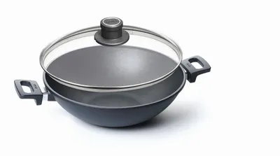 Produktbild von Guss-Wok mit Deckel & Knopf 32 cm, 11cm hoch NOWO Induktion Woll