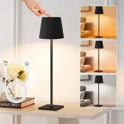 Immagine prodotto di Lampada da tavolo a LED, senza fili, touchscreen, dimmerabile, 3 temperature di colore, 4800 mAh, ricaricabile, struttura in metallo, per esterni, lampada da comodino, lampada da tavolo