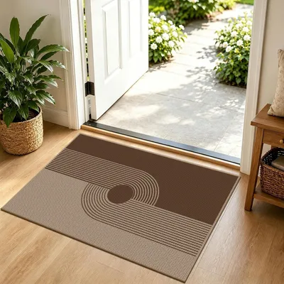Immagine prodotto di Tappetino per interni ed esterni, 50 x 80 cm, marrone, antiscivolo, lavabile, ideale per raccogliere lo sporco
