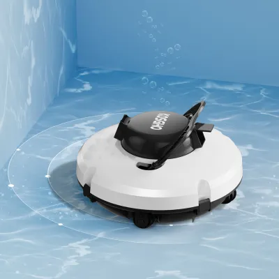 Produktbild von Akumulátorový čistič bazénov - automatický biely robot s dvoma motormi, ideálny na samočistenie plytkých bazénov