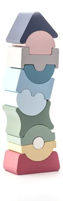 Imagen del producto de Cubika Pastel: Torre de equilibrio IX – juego de construcción de madera, 11 piezas