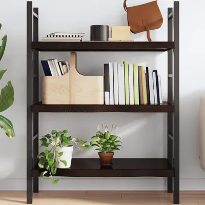 Obrázek produktu pro Maison Exclusive – Nástěnná police, tmavě hnědá, rozměry 100x60x(2-6) cm, masivní dřevo, dub, ošetřená