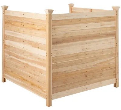 Image de Clôture de jardin COSTWAY 3 pièces, clôture à emboîter 119 x 115,5 cm (L x H), clôture brise-vue avec 3 poteaux, clôture décorative en bois pour poubelles, clôture autoportante, aspect naturel