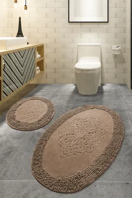 Produktbild von Mijolnir, Piante Oval - Beige, Badematten, Mehrfarbig, Baumwolle, 60 x 100 cm