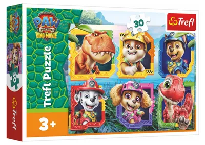 Zdjęcie produktu dla Puzzle Tlapková patrola/Paw Patrol Dino Movie: Dinosauří ostrov 27x20cm 30dílků v krabičce 21x14x4cm