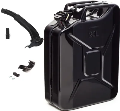 Produktbild von BW® Kraftstoffkanister Metall Benzinkanister 20 Liter mit Ausgießer - Schwarz RAL 9005 - UN-Zulassung - Hergestellt in Europa