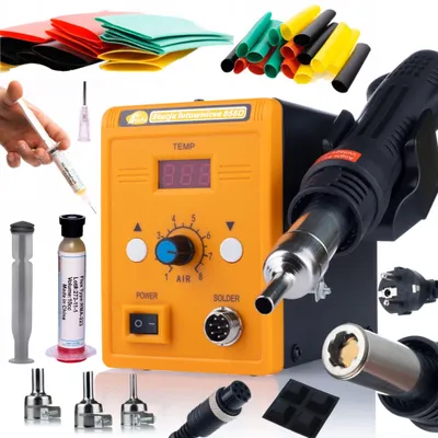 Zdjęcie produktu dla Stacja Lutownicza Hot-Air Rosfix 858D + 3 dysze + 328 rurek termokurczliwych + topnik RMA-223