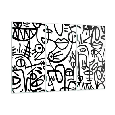 Produktbild von Bilder auf glas - 3 Teile - Zeichnen Cartoon Graffiti - 105x70cm - Glasbilder - Wandbilder - Bilder - zum Aufhängen bereit - Wanddekoration aus Glas - Glas Bilder - Wandbild auf Glas - GCE105x70-4971