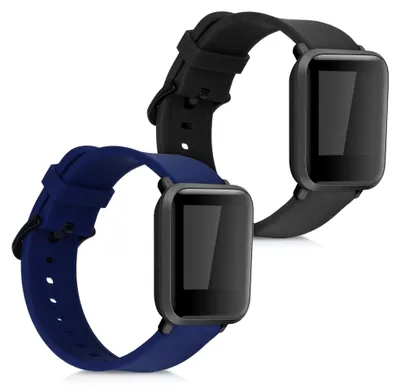 Produktbild von kwmobile 2x Uhrenarmband für Huami Amazfit Bip S / Bip S Lite Armband - Fitnesstracker Band Set aus TPU Silikon - Ersatzarmband Smartwatch - Schwarz