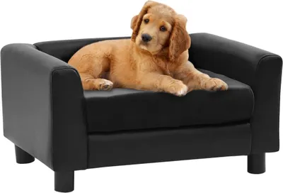 Produktbild von "im Angebot" Hundesofa Schwarz 60x43x30 cm Plüsch und Kunstleder  - Hundebetten CC1276