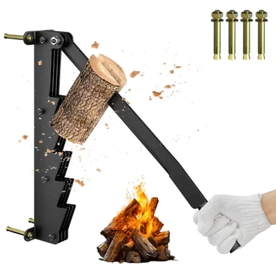 Produktbild von YZNAHRE Holzspalter Manuell Anzündholz Spalter Wandmontage Brennholzspalter mit 180 Grad Lange Griff Filztasche, Handholzspalter Holz Spalten Werkzeug
