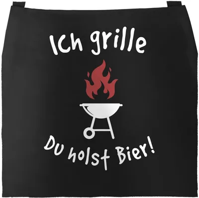 Produktbild von Grill-Schürze für Männer mit Spruch Ich grille Du holst Bier Baumwollschürze Küchenschürze Moonworks® schwarz unisize