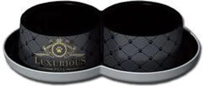 Obrázok produktu pre Plastová miska LUXURIOUS dvojitá čierna 2x350ml