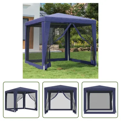Image de The Living Store Tente de réception avec 4 parois latérales en maille bleue 2,5x2,5 m HDPE