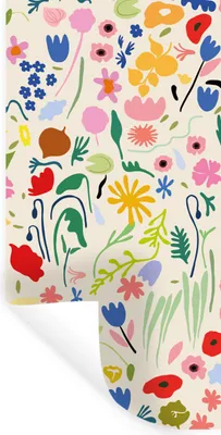 Produktbild von MuchoWow® Wandtattoo Wandsticker Wandaufkleber Blumen - Muster - Pflanzen 40x80 cm Selbstklebend und Repositionierbar - Repositionierbar - Wasser abweisend