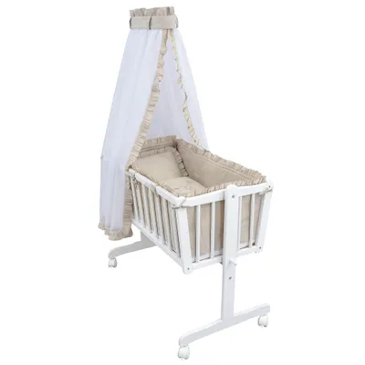 Produktbild von Baby-Delux Wiegenset Bettwäsche Set 6-tlg für Babywiege Royal Beige Rüsche (ohne Wiege)