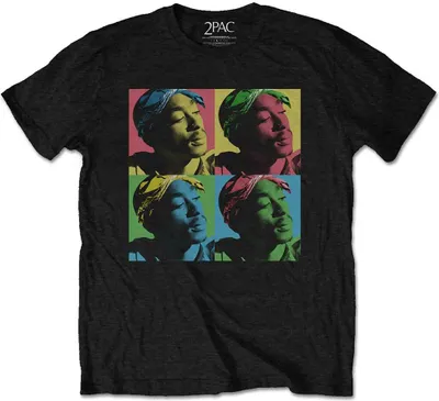 Produktbild von Tupac - Pop Art Uni X-Large T-Shirt - schwarz