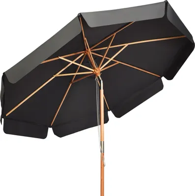 Produktbild von Costway Sonnenschirm, Grau, Achteckig, Kippbar, mit Kurbel, für Garten & Pool, aus Buchenholz, Aluminium und Polyestergewebe, 300x300x253 cm, 8 Rippen, mit Lüftungsöffnung und Bolzenbefestigung