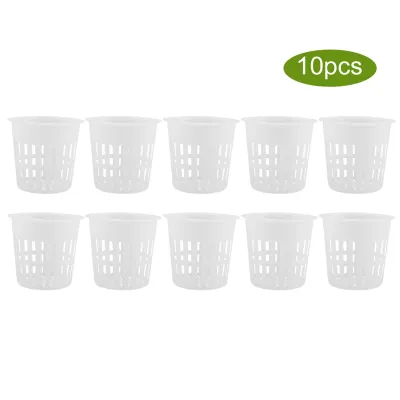 Productafbeelding van Set van 10 stevige en veilige kunststof hydrocultuur-plantbakjes voor tuin en balkon (wit)