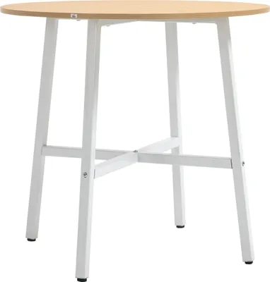 Produktbild von Esstisch, industrieller Stil, abgerundetes Design, stabil bis 60 kg, Ø80 x 76H cm, Naturholz/Weiß