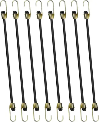 Produktbild von elastische Bungee-Seile, 25 cm Haken, kurze, robuste Gummibänder, Planen-/Gepäckspanner – schwarz