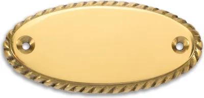Produktbild von Metallschild »Messingschild, oval, Schmuckrand - 99 x 46 x 7 mm - Form N«, Messing, oval, Schmuckrand, Innen- und Außenbereich