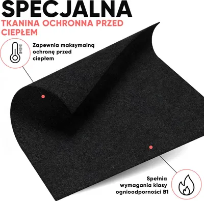 Zdjęcie produktu dla EVOCAMP dywan ognioodporny 30x30 cm - mata ognioodporna do 982°C - mata lutownicza jako mata przeciwpożarowa do bezpiecznej ochrony przeciwpożarowej - mata do grillowania jako idealna mata przeciwpożarowa - czarna