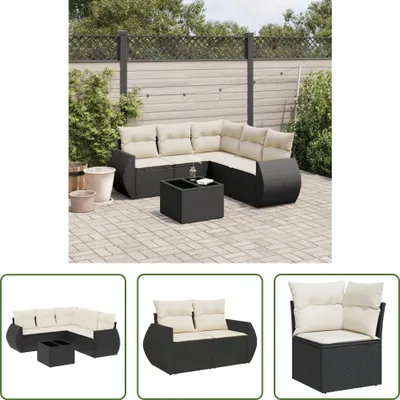 Produktbild von The Living Store 6-tlg. Garten-Sofagarnitur mit Kissen Schwarz Poly Rattan