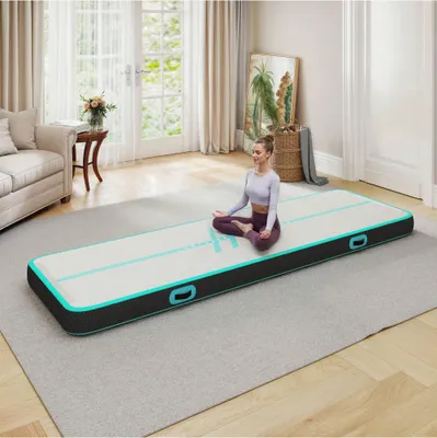 Produktbild von Air Matte Track, 300cm Tumbling Luft Matte/Kohlefaser/Pfadstil mit Luftpumpe, 10cm Hoch Tumbling Matte, Aufblasbar Gymnastikmatte fš¹r Training/Tumbling/Yoga/Outdoor/Fitness (mit Buchstaben)