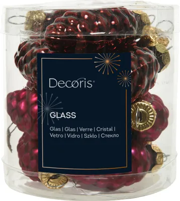 Produktbild von Christbaumschmuck Zapfen Glas Ø 2,5 cm Länge 6 cm 12 Stück ochsenblut