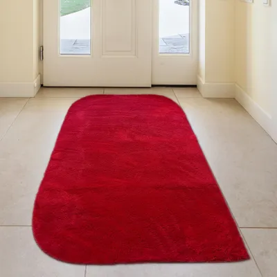Produktbild von Waschbarer weicher Designer Teppich in rot Größe - 80 x 150 cm