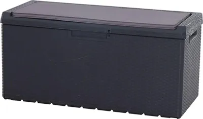 Produktbild von Kissenbox Portonovo 350 Liter Rattan/Holzoptik, Kunststoff anthrazit
