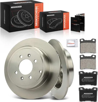 Imagen del producto de Frankberg: 2 discos de freno y 4 pastillas de freno para el eje trasero, compatibles con los modelos Peugeot 406 8B, 406 Break 8E/F y 406 8C