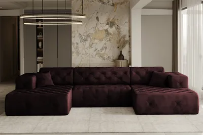 Zdjęcie produktu dla Sofa w kształcie U LUX narożnik, tkanina Whisper, wiele kolorów Bordowy