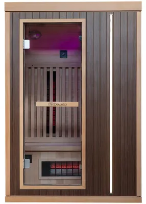 Produktbild von Dewello®  Infrarotkabine Infrarotsauna MELVILLE 130x105  für 1-2 Personen aus Hemlockholz und Walnussholz, Vollspektrumstrahler, Bodenstrahler, LED-Farblicht