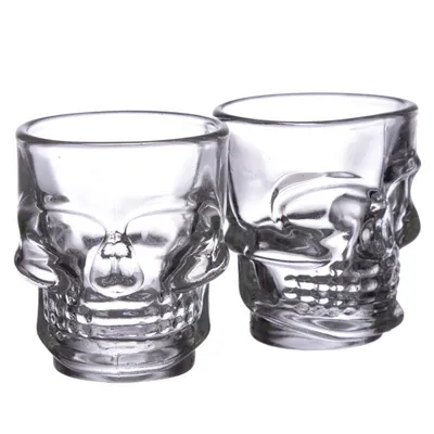 Produktbild von 2er Set Totenkopf Skulls & Roses Schnapsgläser Party Highlight Glas à 60 ml NEU