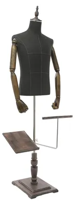 Produktbild von Herren Schaufensterpuppe - Verstellbare Oberkörper Büste - Höhe 1,35–1,8 m - Abnehmbare Arme - 180° Schuhhalter - Dunkelgrau