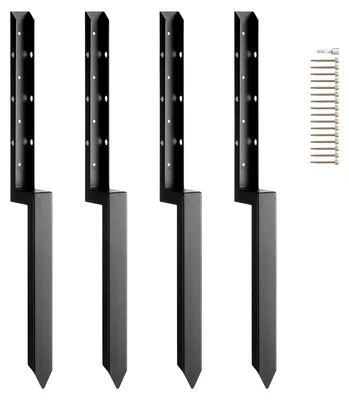 Zaunpfahlanker-Set, 4 Stück, 51x51 mm, Stahl, für Holzpfosten