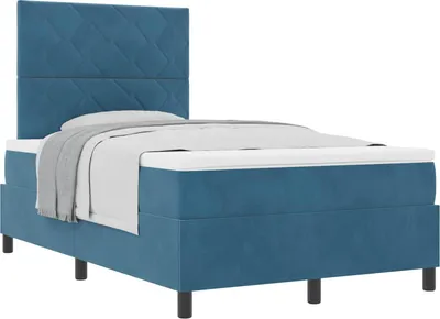 Obrázok produktu pre Posteľ s pružinovým rámom Tmavomodrá 120 x 190 cm Zamat