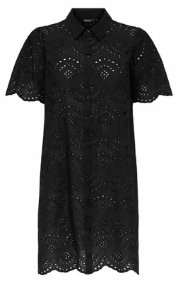 Produktbild von ONLY Stilvolles Kleid Lochstickerei Kurzarm Knopfleiste Größe: M