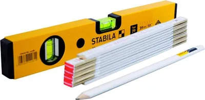 Produktbild von Stabila Renovierungs-Set Wasserwaage mit Maßstab und Stift