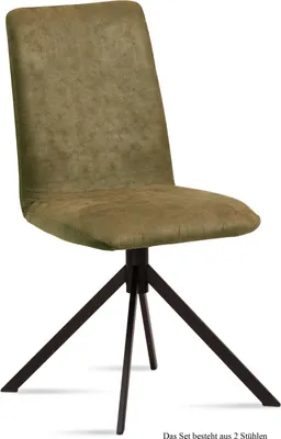 Produktbild von Esszimmerstuhl (2er-Set) Dredi 47x92x60 Schwarz/Olivgrün